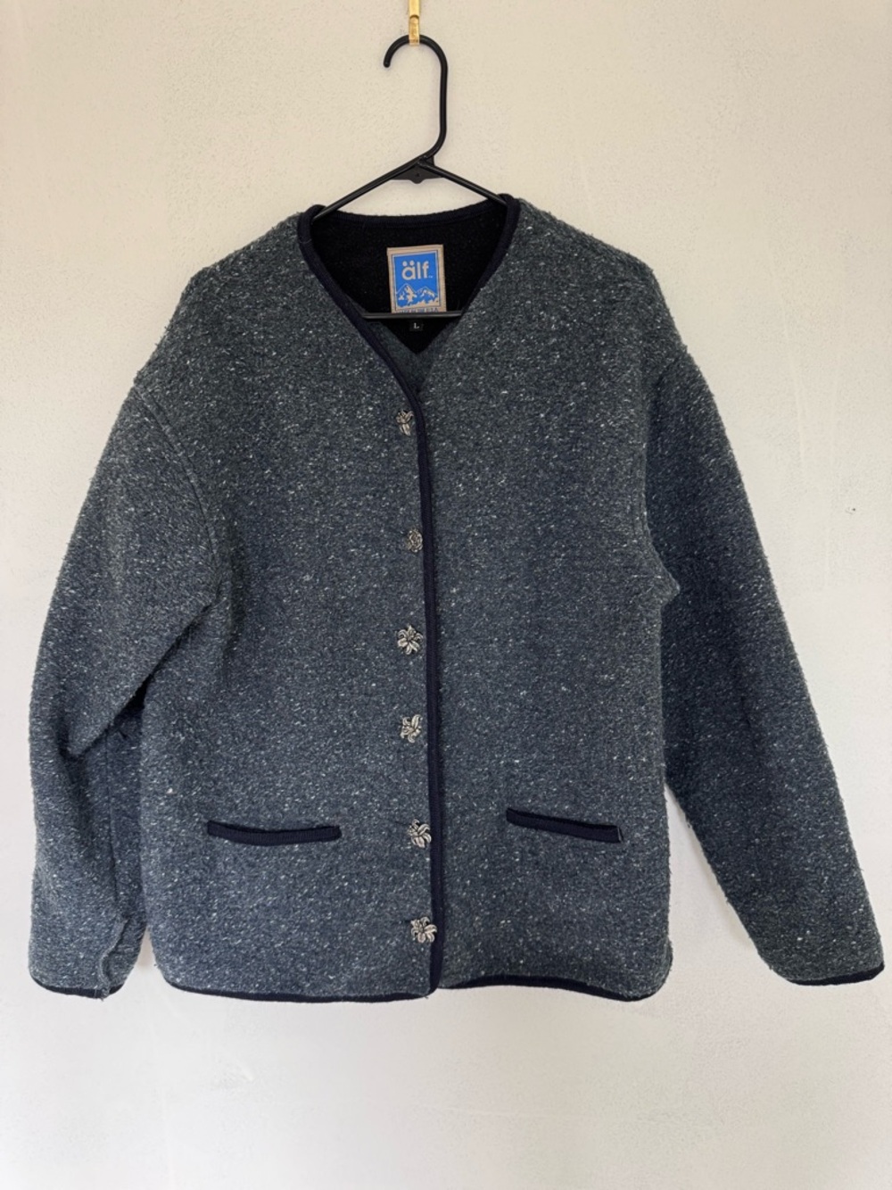 Alf Kuhl Vintage Norwegian Fleece Metal Button Jacket size Large